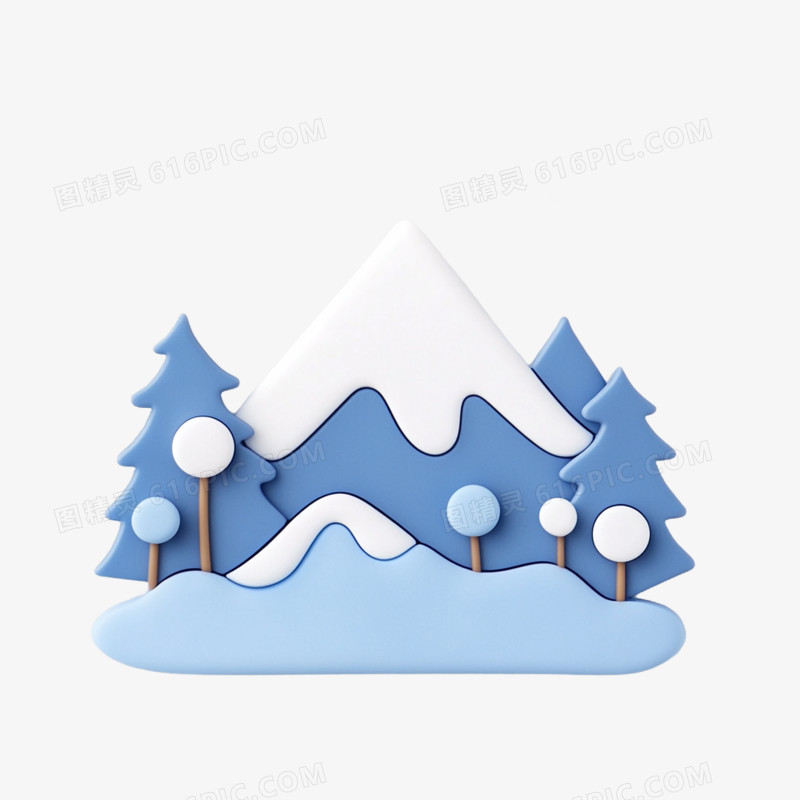 3D插画自然景观山峰雪山免抠元素