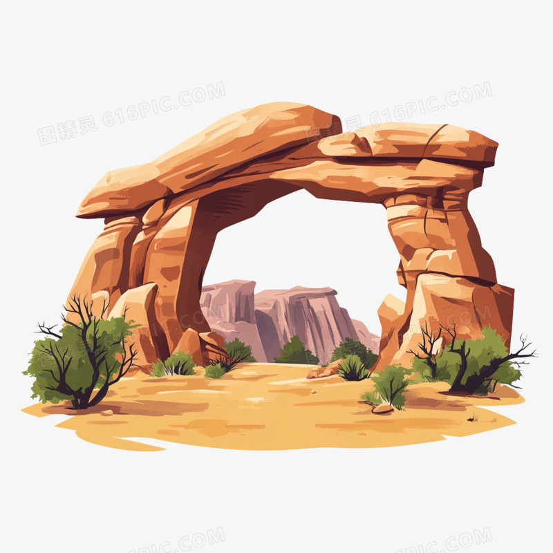 插画自然景岩洞岩石免抠元素
