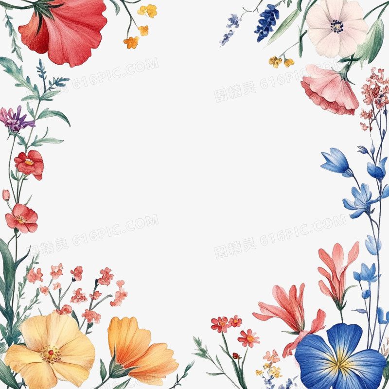 插画边框元素春天边框花朵边框免抠元素