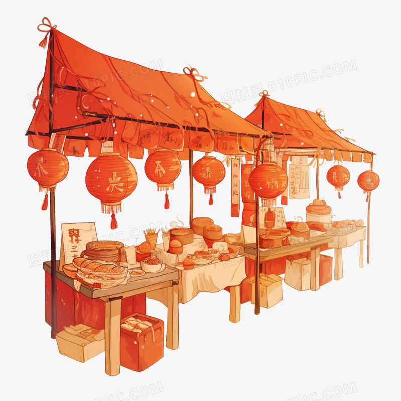 卡通新年集市免抠元素