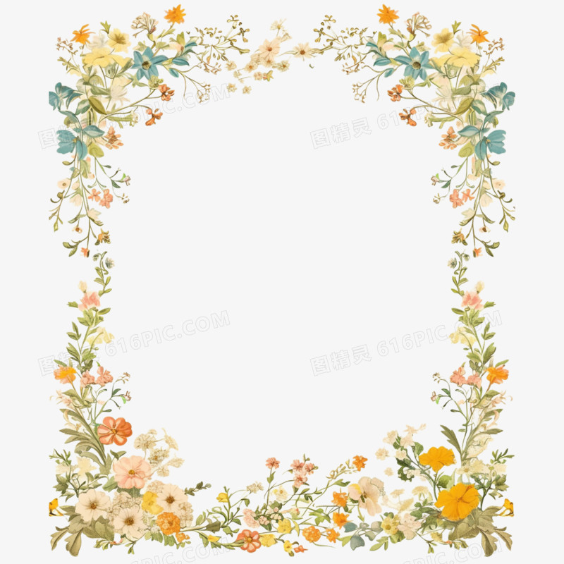 插画边框元素春天边框花朵边框免抠元素