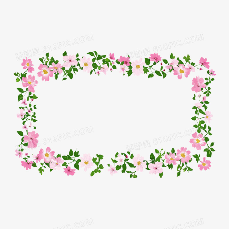 插画边框元素春天边框花朵边框免抠元素