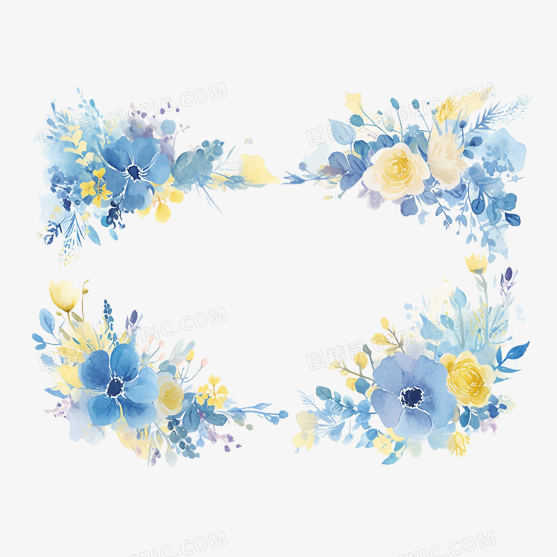 插画边框元素春天边框花朵边框免抠元素