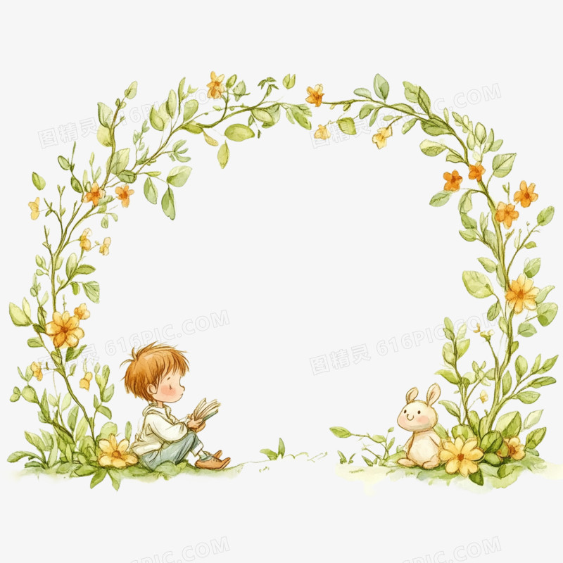 插画边框元素春天边框花朵边框免抠元素