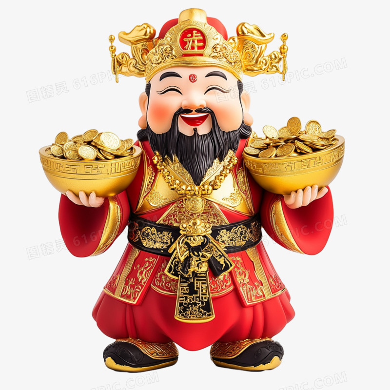 3D立体新年财神爷免抠元素