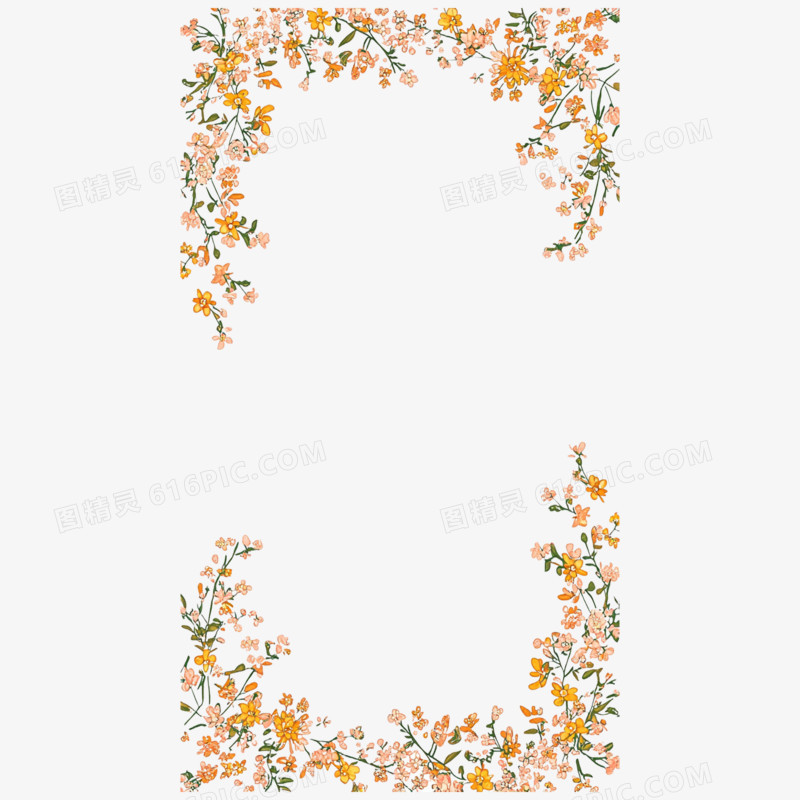 插画边框元素春天边框花朵边框免抠元素