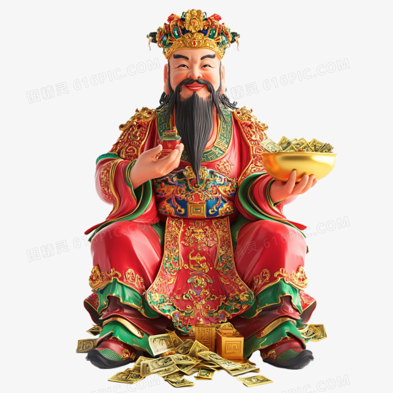 3D立体新年财神爷免抠元素