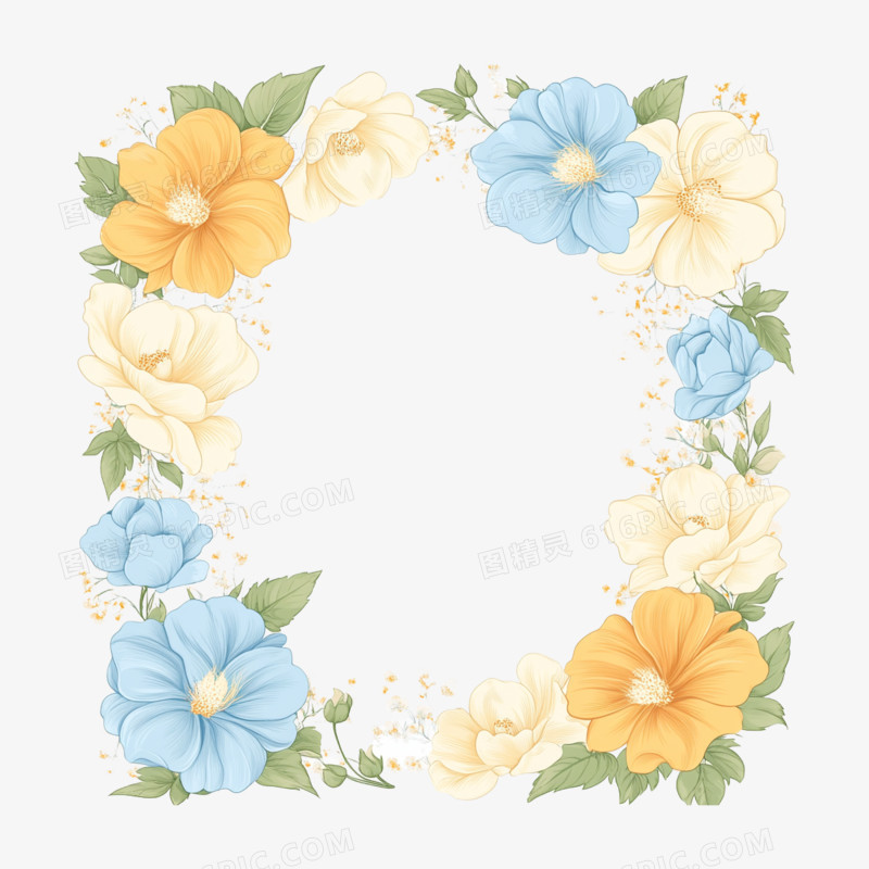 插画边框元素春天边框花朵边框免抠元素
