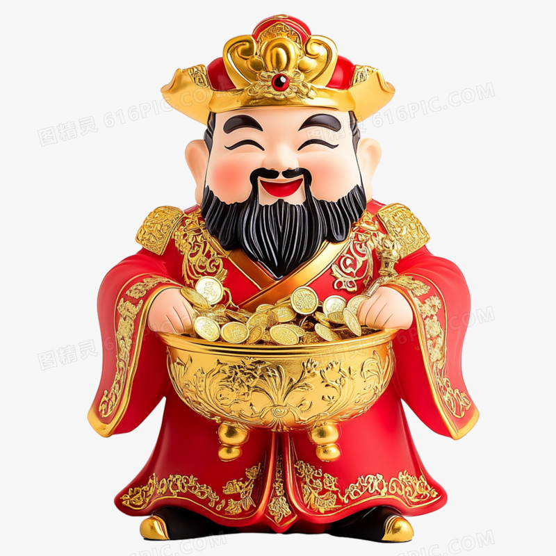 3D立体新年财神爷免抠元素