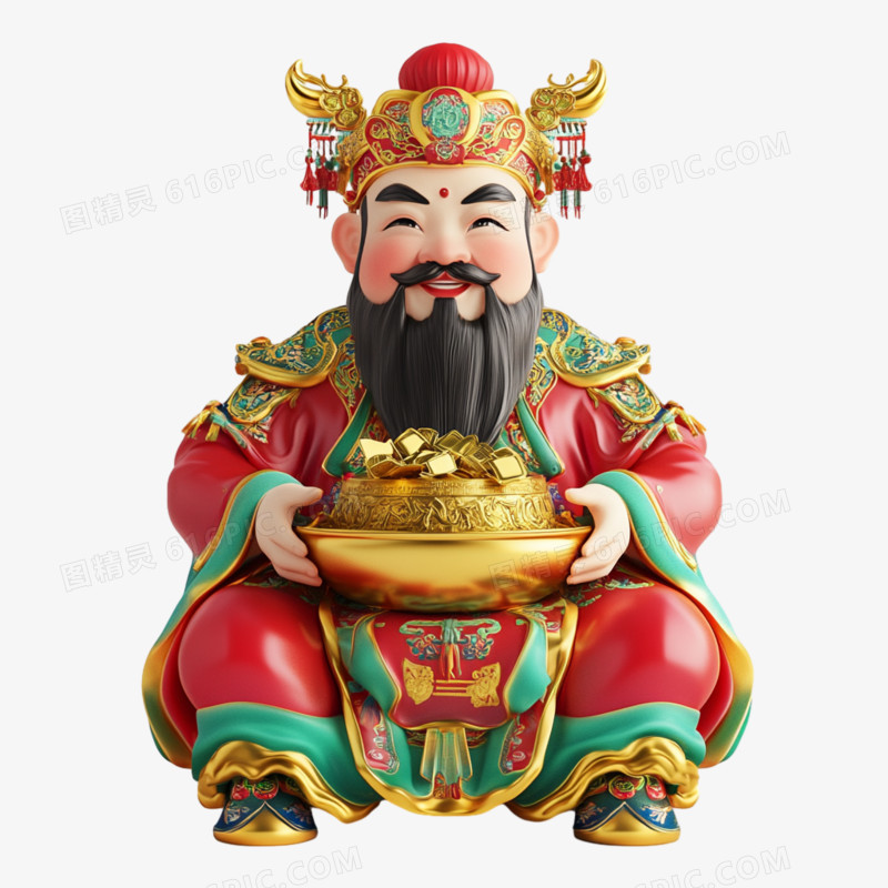 3D立体新年财神爷免抠元素