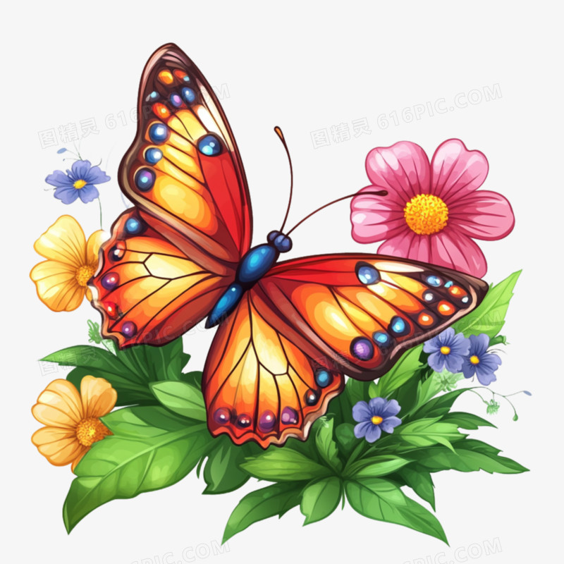 插画蝴蝶免抠素材