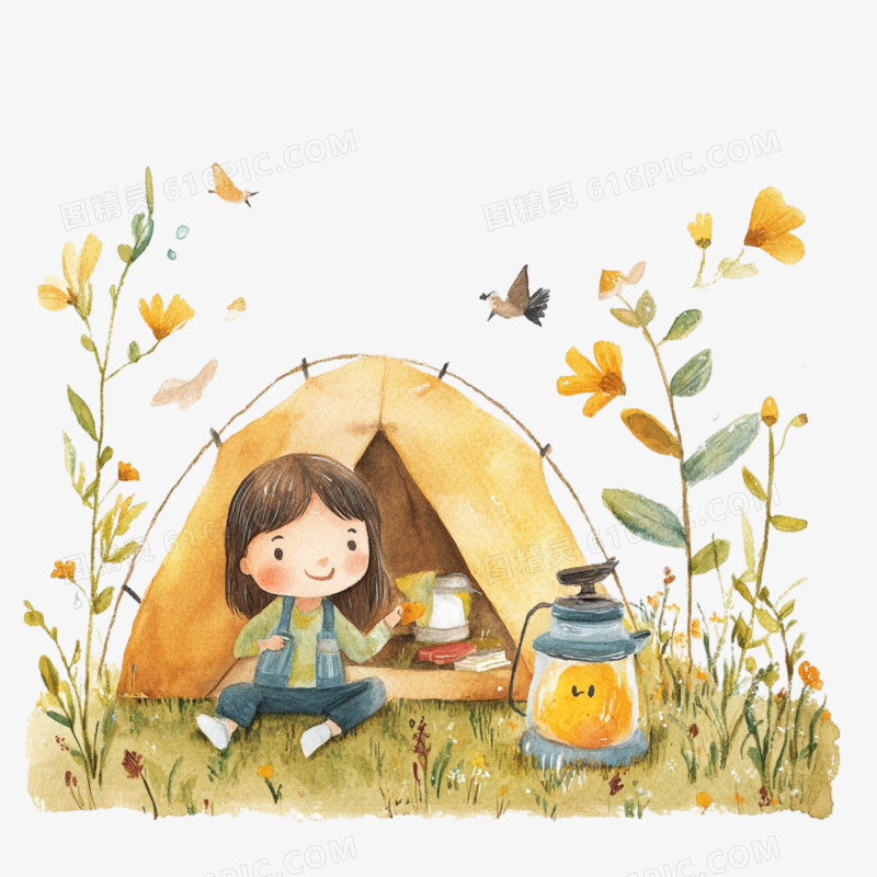 春季活动露营免抠元素