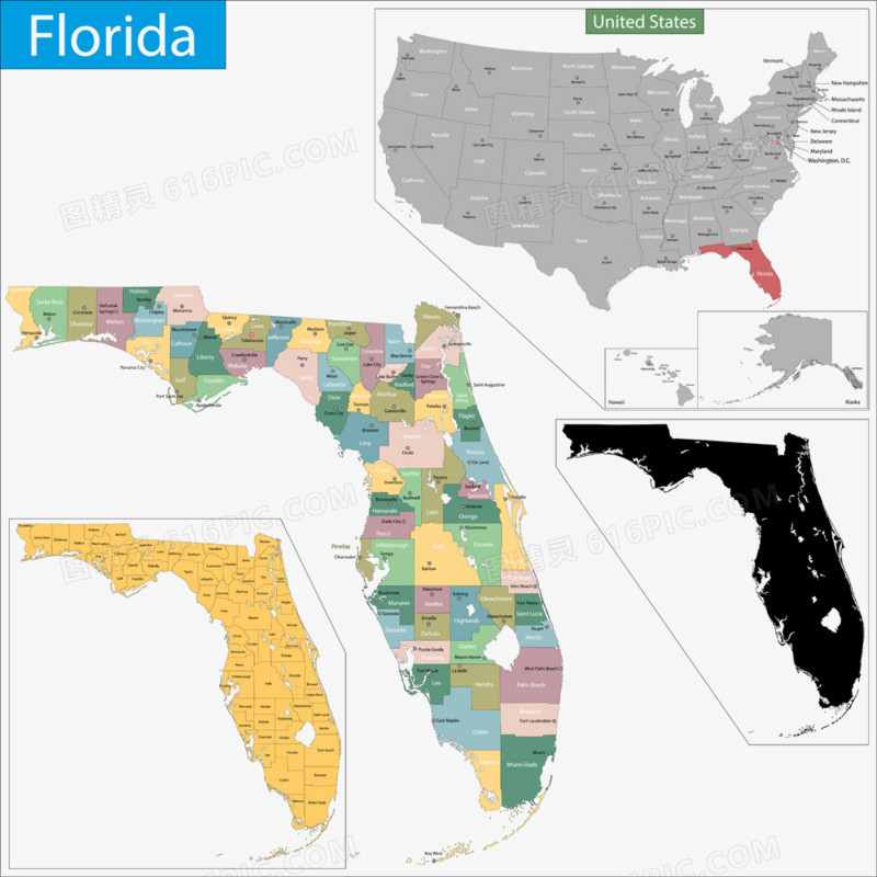 美国佛罗里达州地图