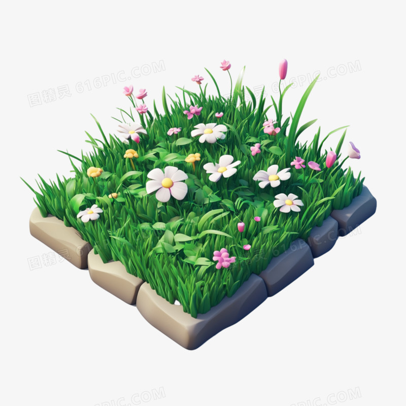 3D春季草坪免抠元素