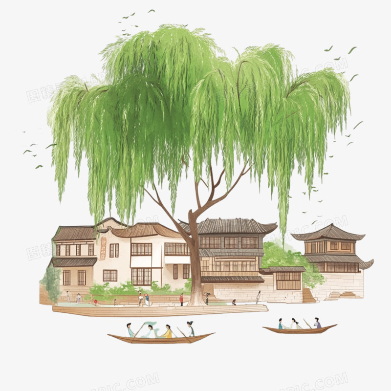 春季活动划船免抠元素