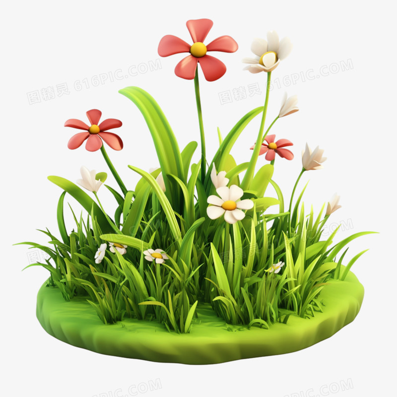 3D春季草坪免抠元素