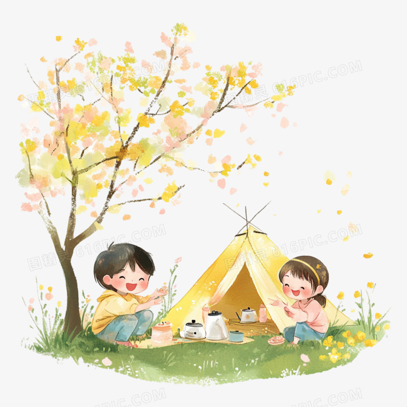 春季活动露营免抠元素