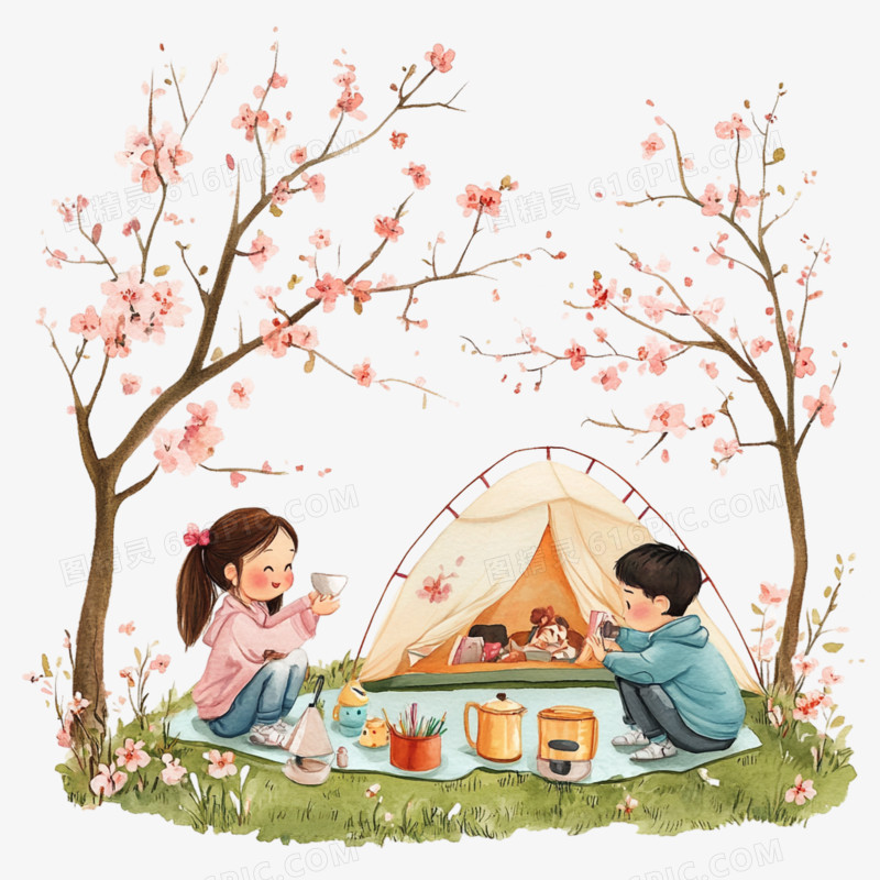 春季活动露营免抠元素