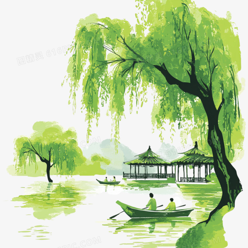 春季活动划船免抠元素