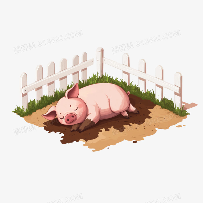 插画畜牧业养猪免抠元素