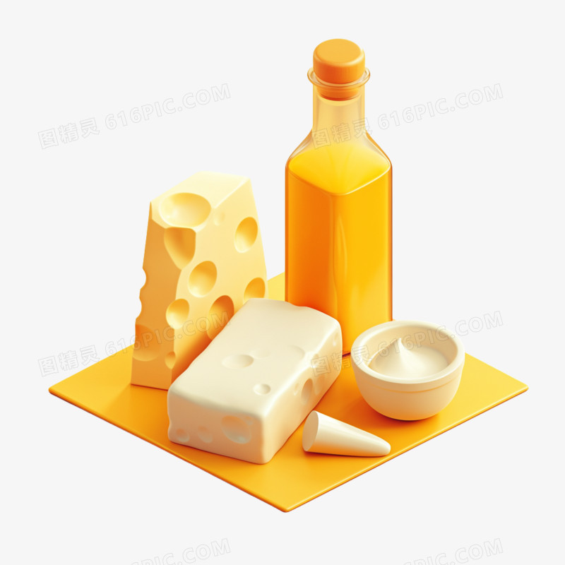 3D卡通奶酪奶油免抠元素