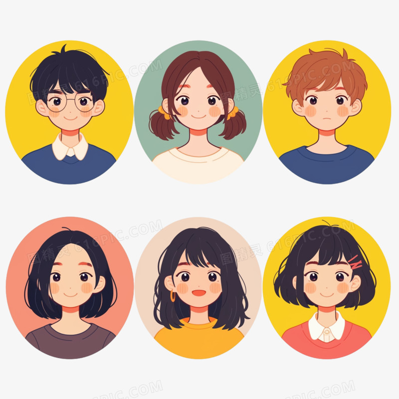 年轻人青年人物人像头像免抠元素