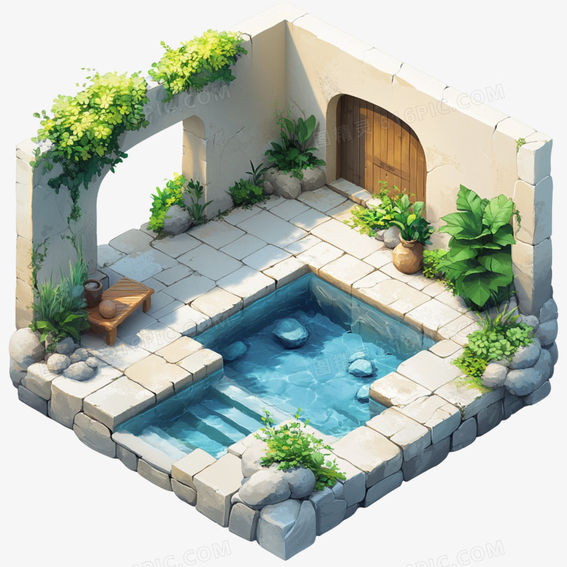 3D风格房屋场景的免抠元素