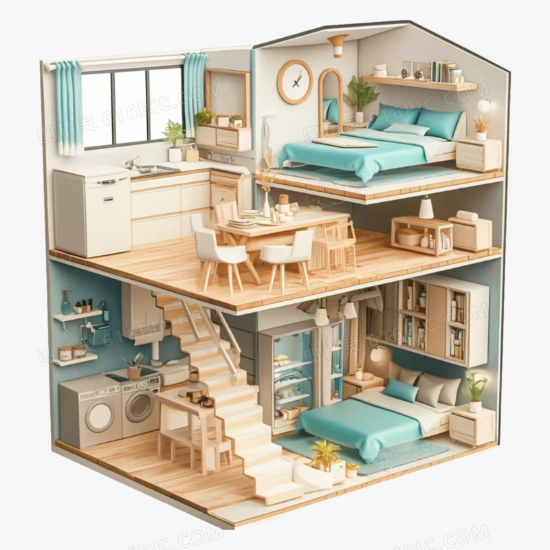 3D建模房间内部免抠元素