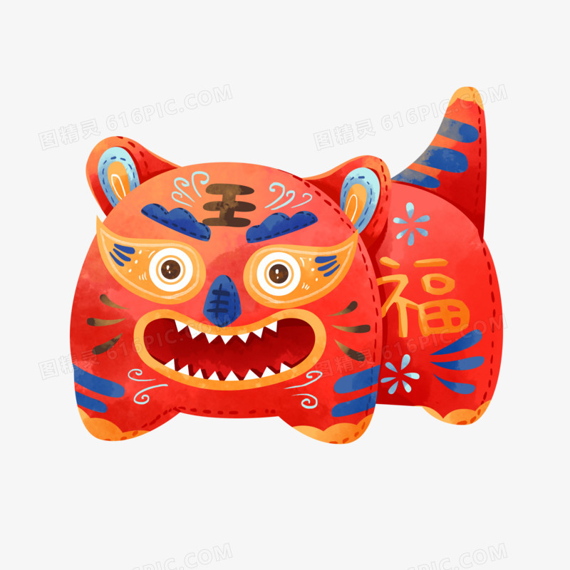 插画风可爱布老虎门免抠元素
