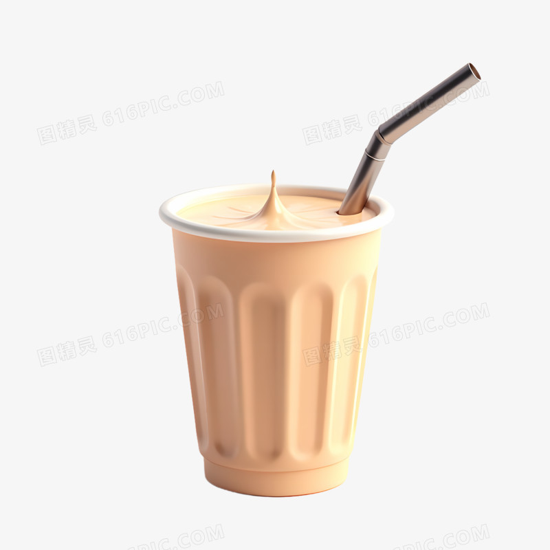 3D饮品上的吸管特写免抠素材