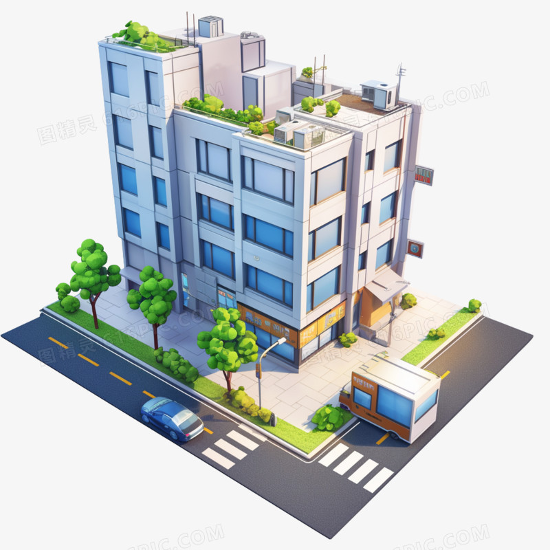 3D房产房屋新房子小区免抠元素