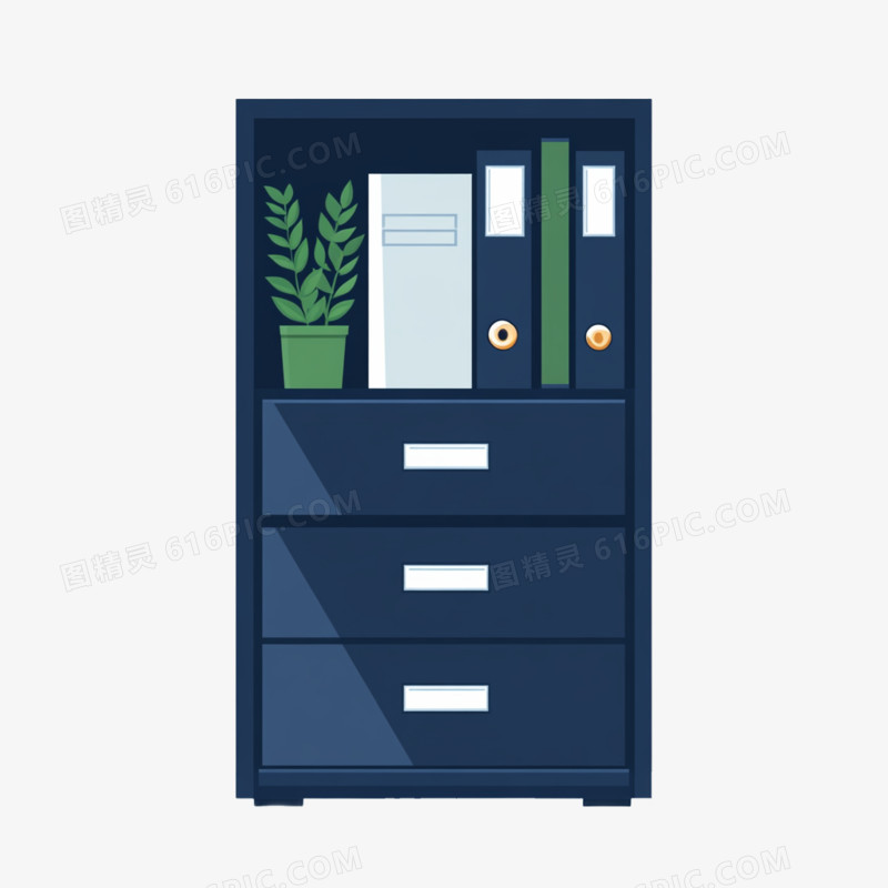 插画一个文件柜免抠元素