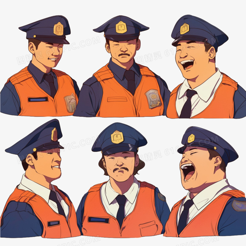 职业人物交通警察头像免抠元素