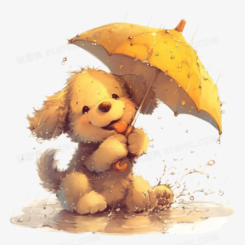 插画春天春雨免抠元素