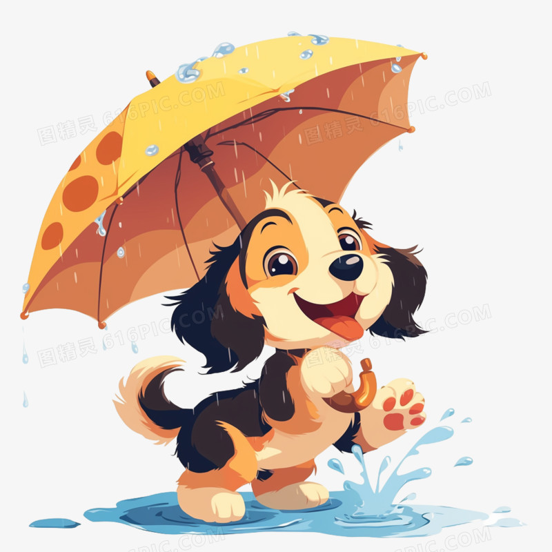 插画春天春雨免抠元素