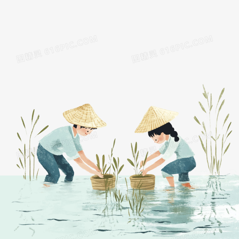 春天农忙场景免抠元素
