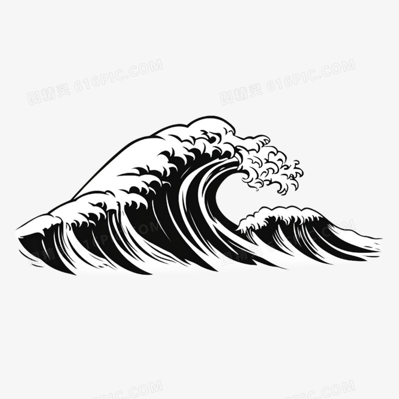 插画浪花海浪免抠元素