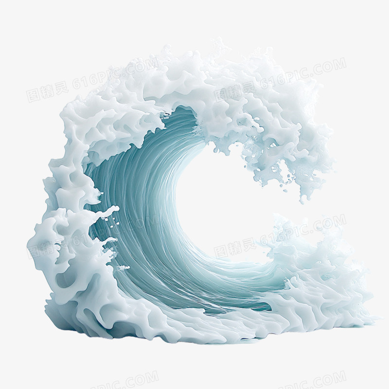 3D插画浪花海浪免抠元素