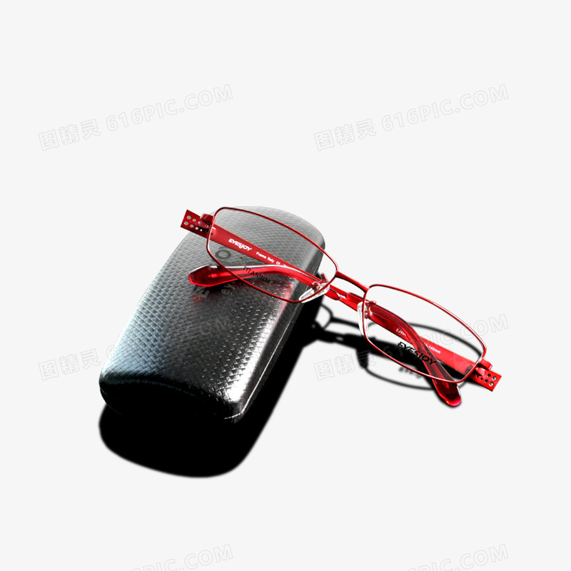 产品实物红色眼镜眼镜盒