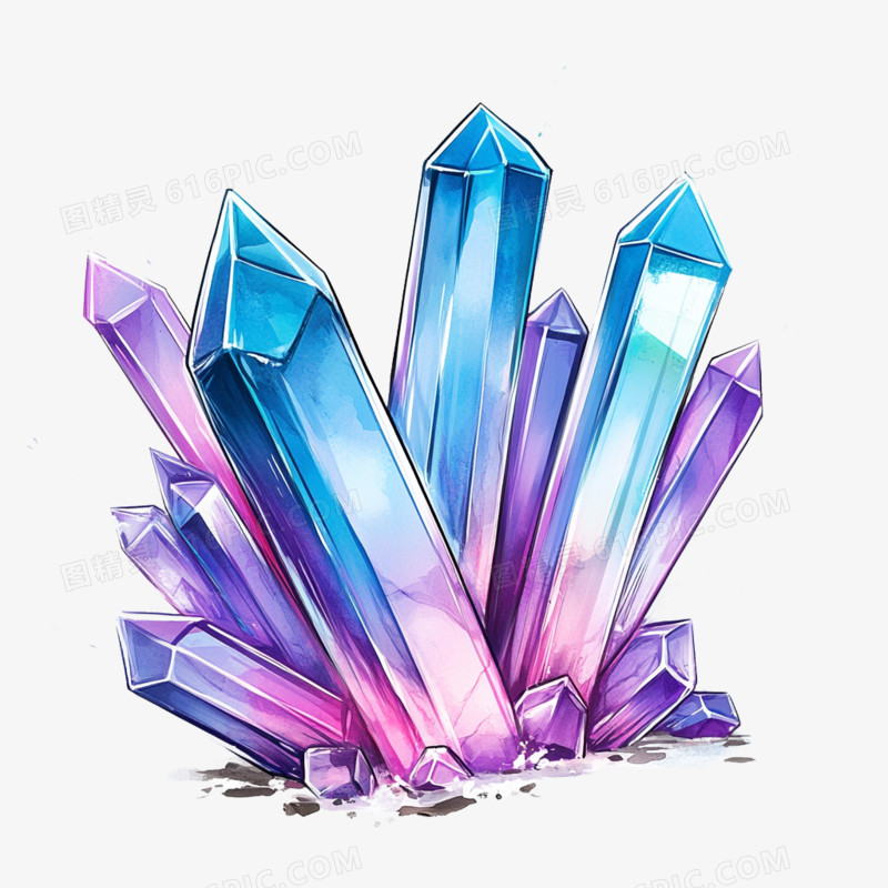 插画水晶水晶矿免抠元素