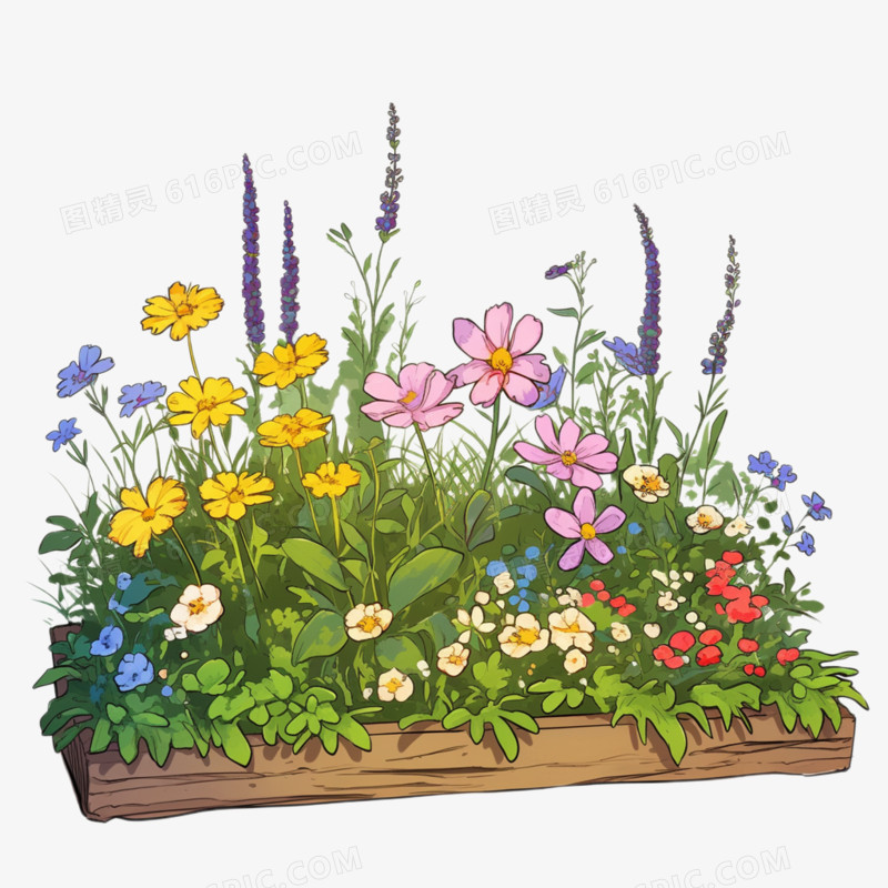 卡通园艺花朵免抠元素