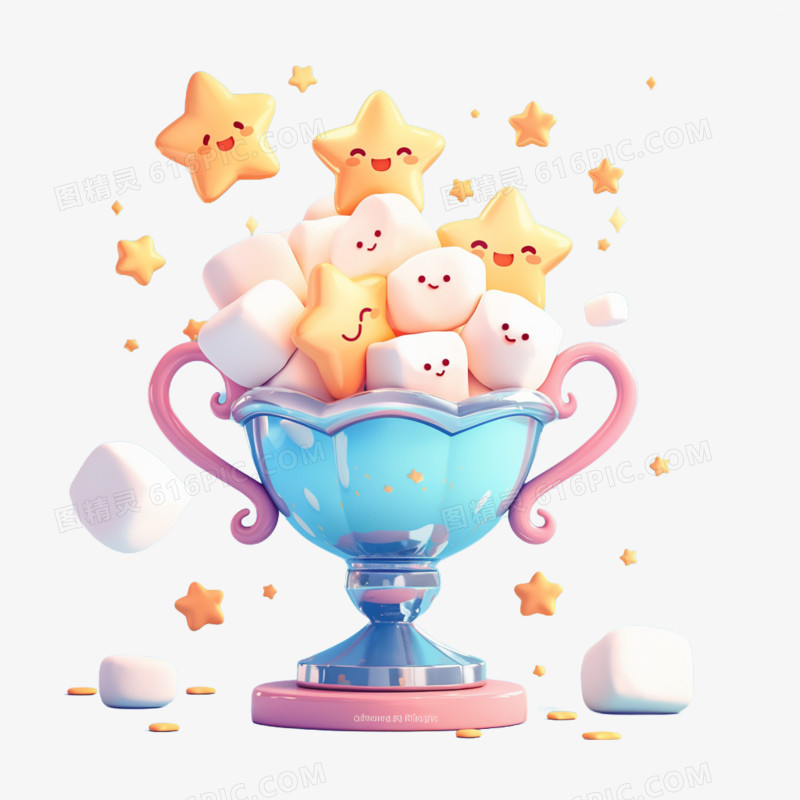 3D创意可爱奖杯免抠元素