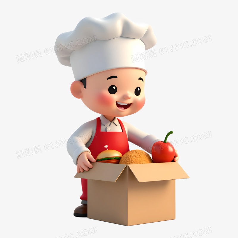 3D厨师做饭免抠素材
