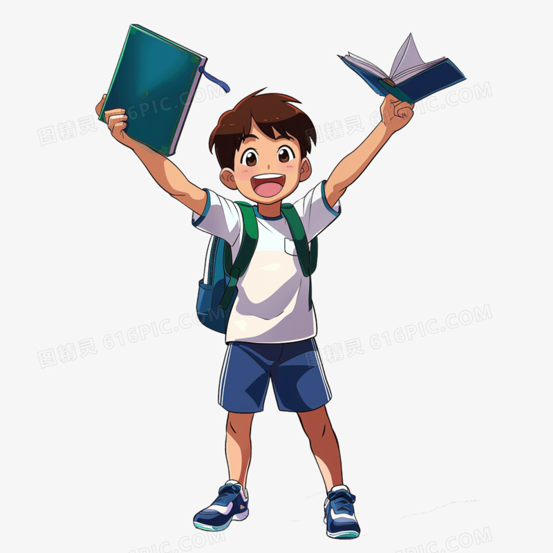 插画开学季开学学生免抠元素