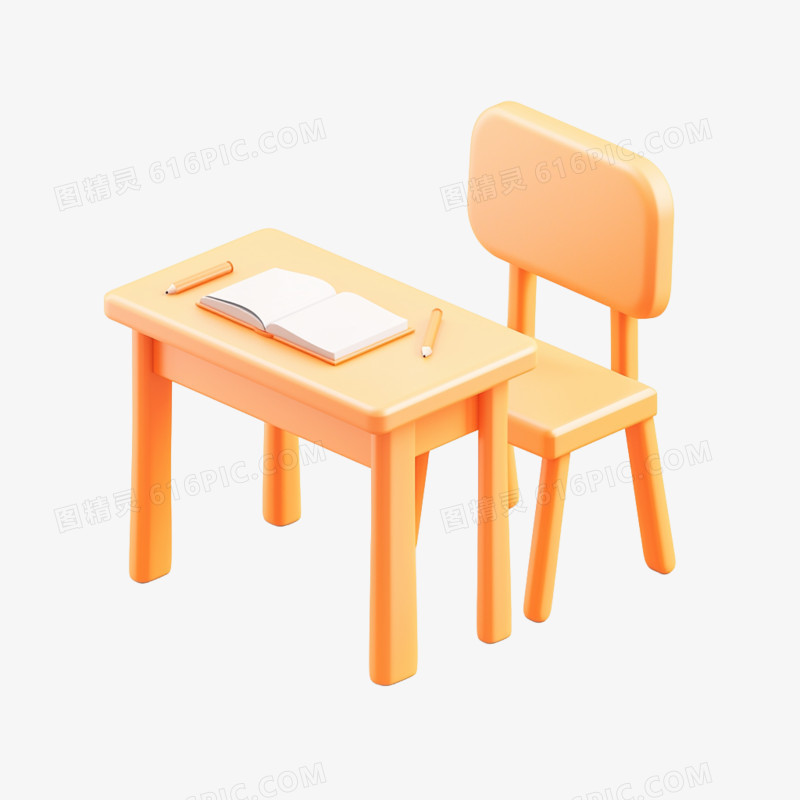 插画开学季开学课桌免抠元素