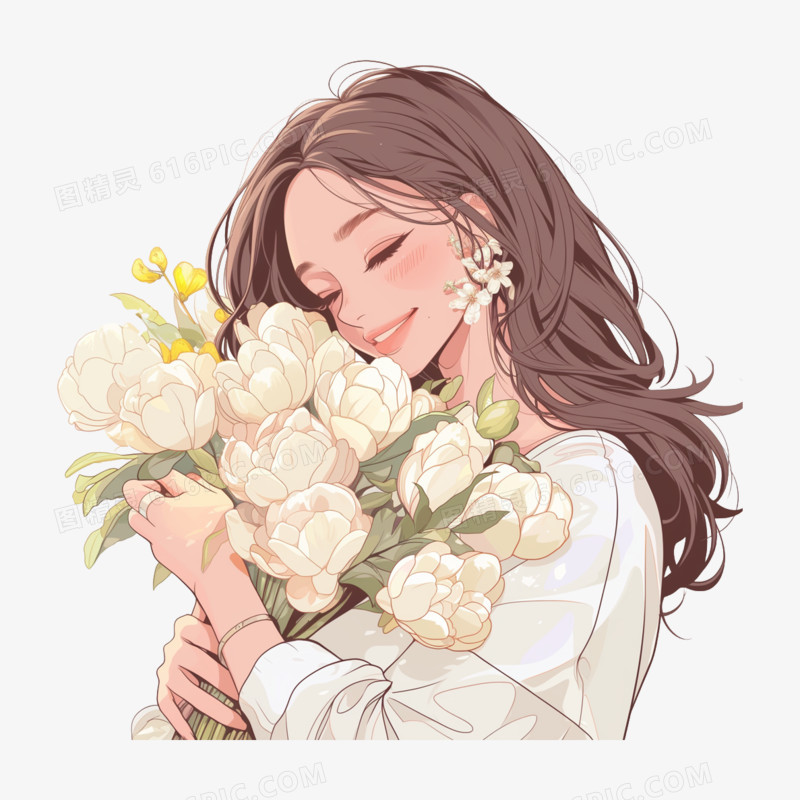 卡通手绘妇女节兔抠素材