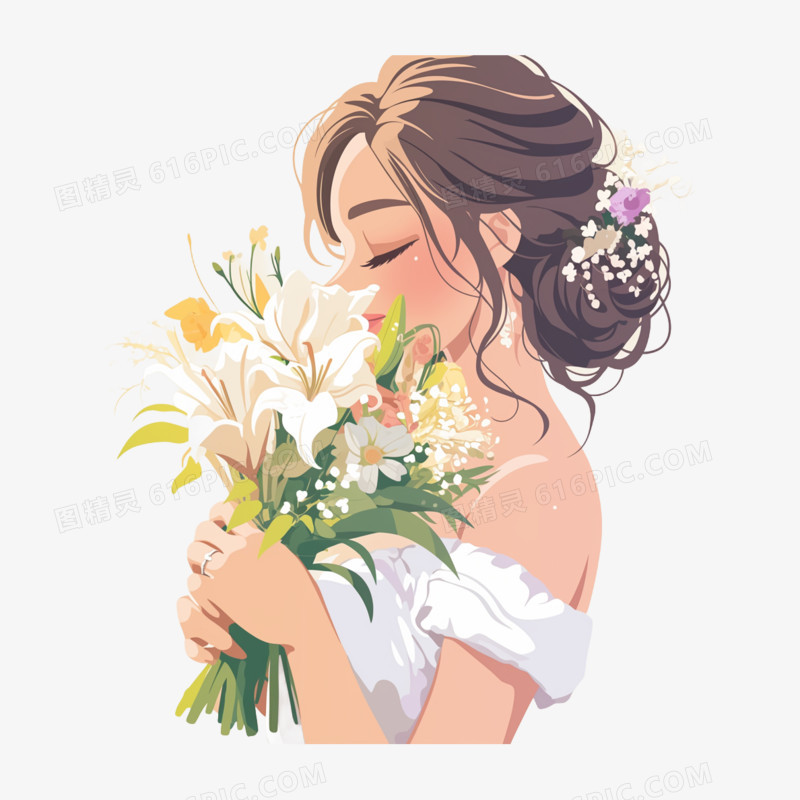 卡通手绘妇女节兔抠素材