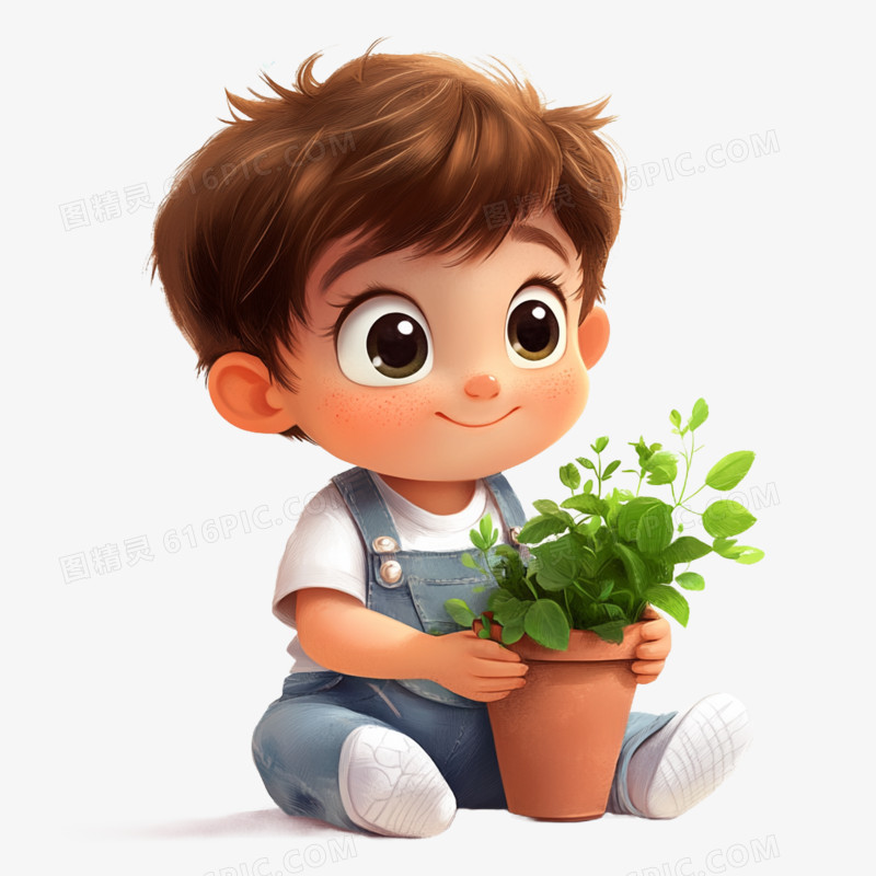 单个人物植树免抠元素