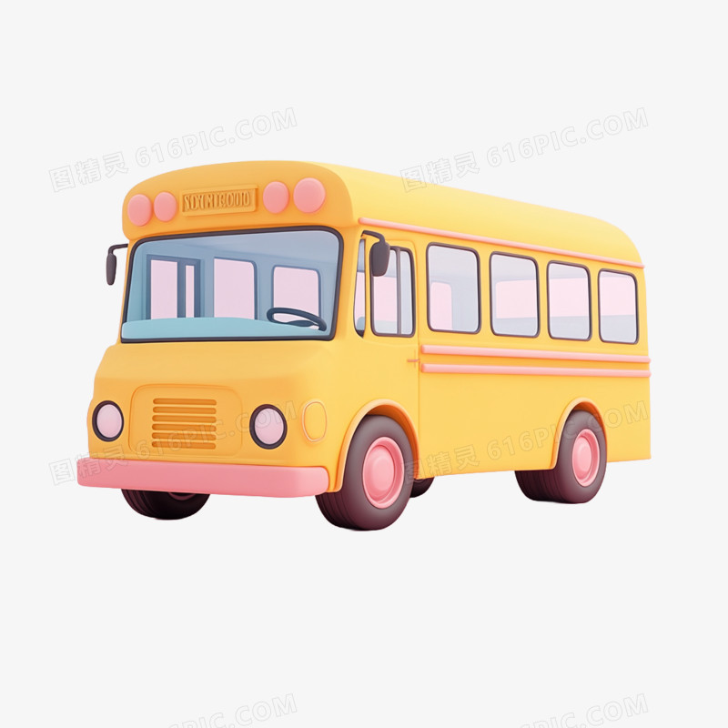 3D开学季校车免抠元素