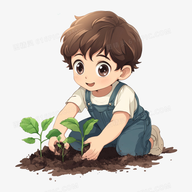 单个人物植树免抠元素